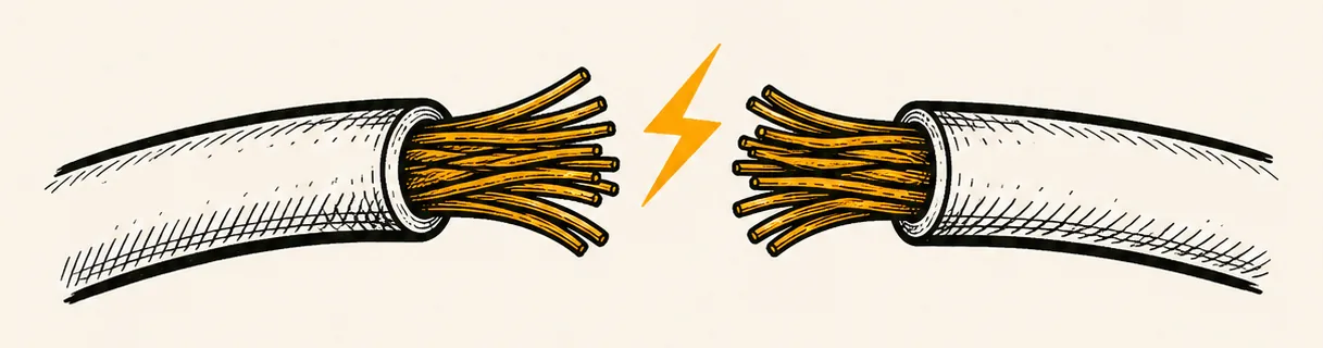 Ilustrație de atelier cu un conductor electric întrerupt